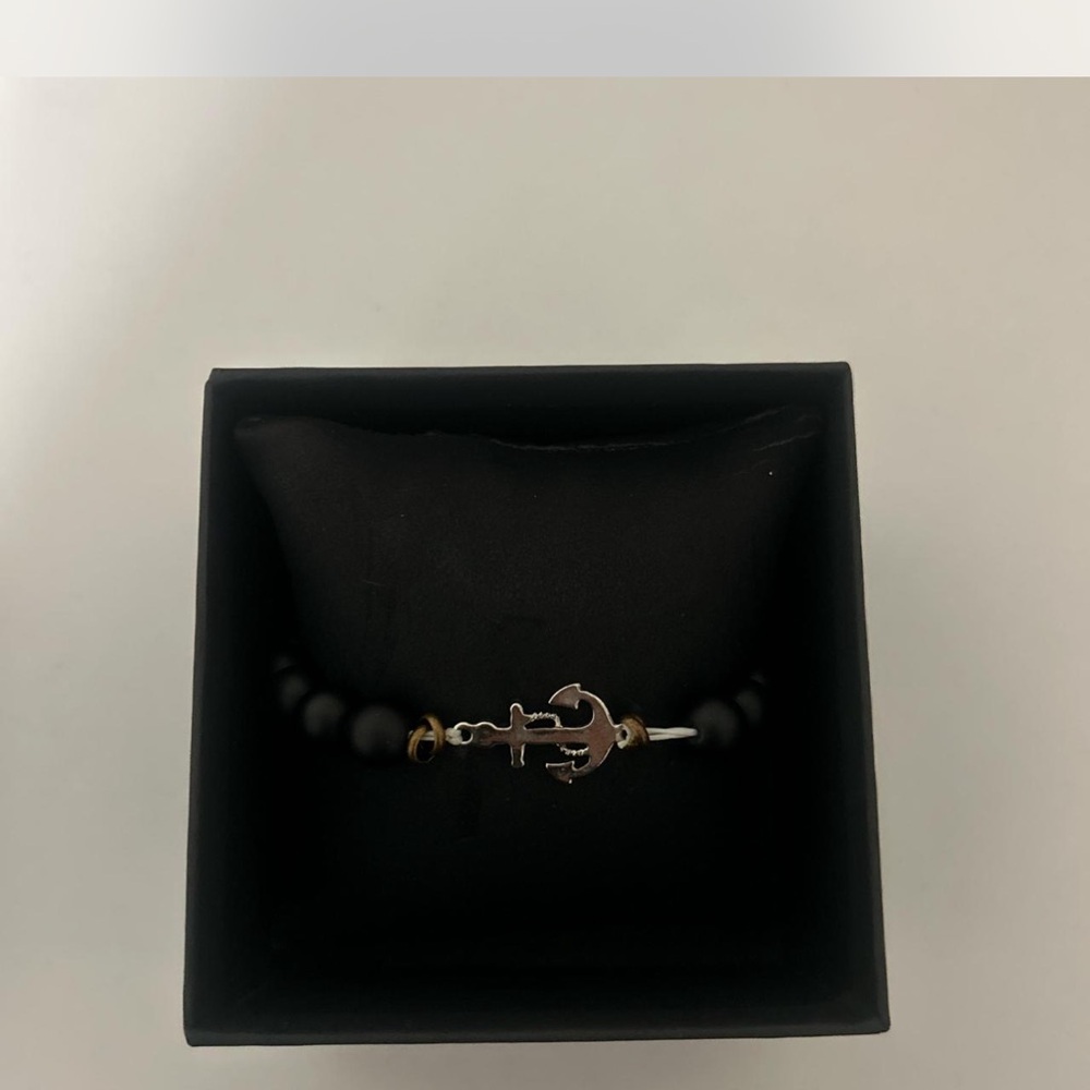 William Rast Black and Gold Anchor Bracelet
